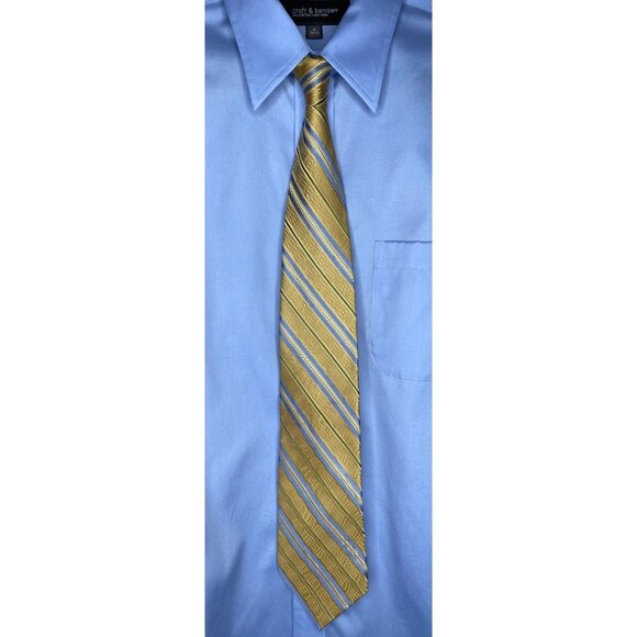Paul Dione Men's Yellow/Blue Stripe Silk Tie - Picture 1 of 6